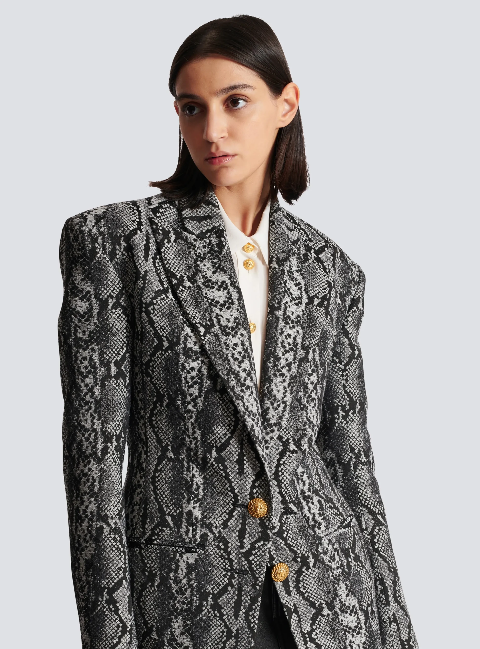 Women Balmain 2-button Jacquard Snakeskin Jacket