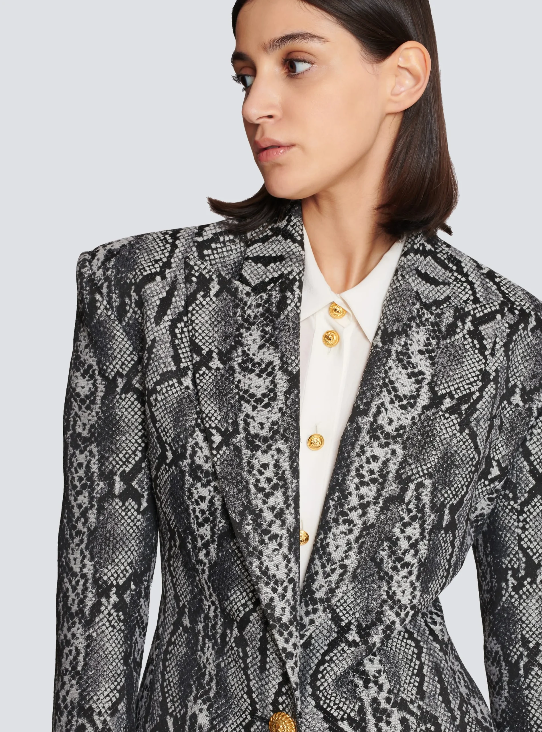 Women Balmain 2-button Jacquard Snakeskin Jacket
