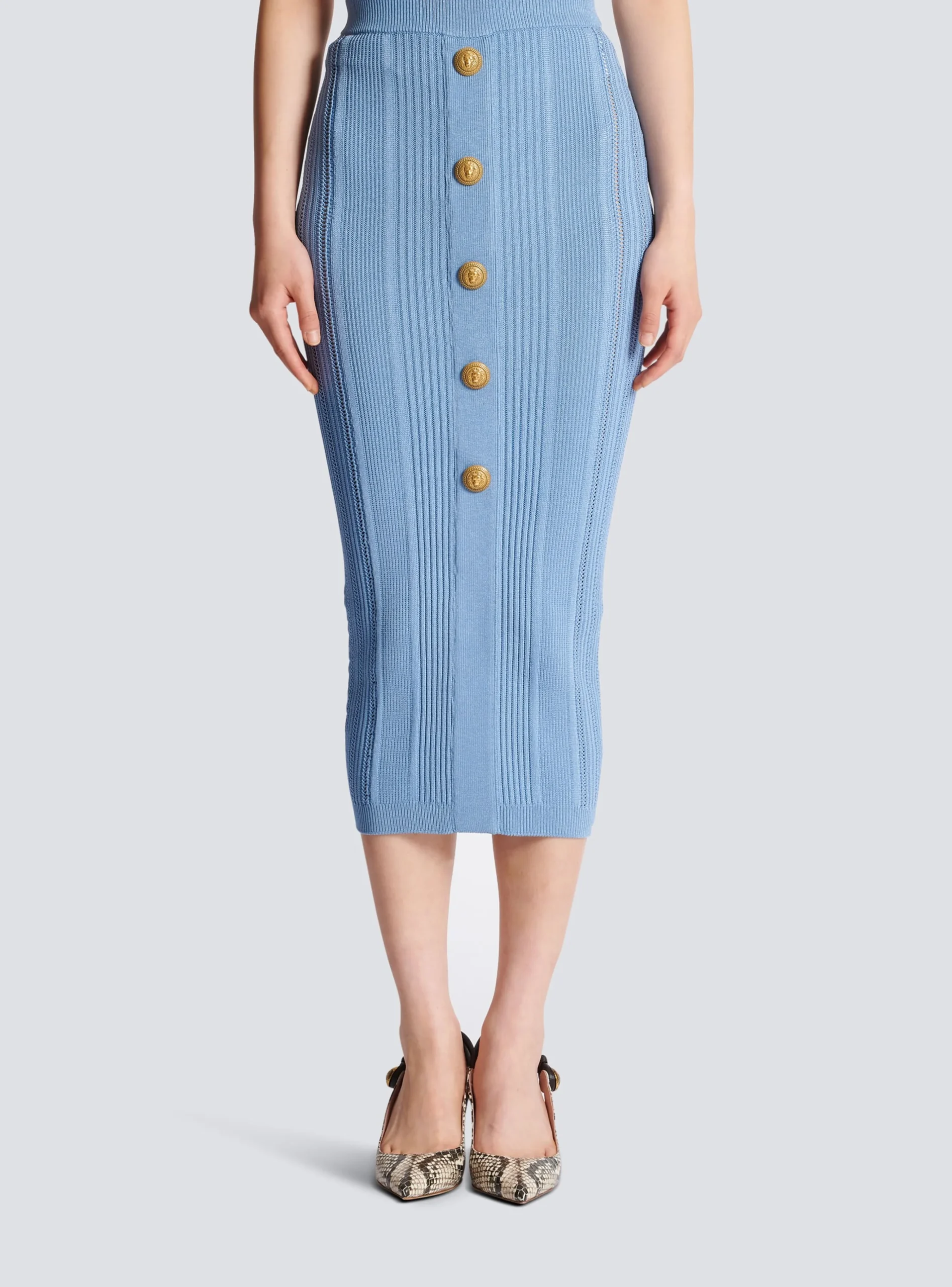 Women Balmain 5-button Knit Skirt