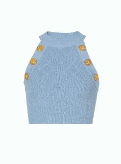 Women Balmain 6-button Knit Tank Top