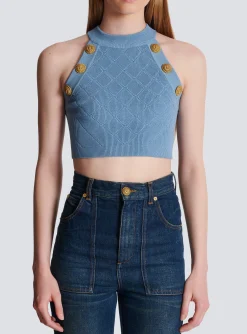 Women Balmain 6-button Knit Tank Top