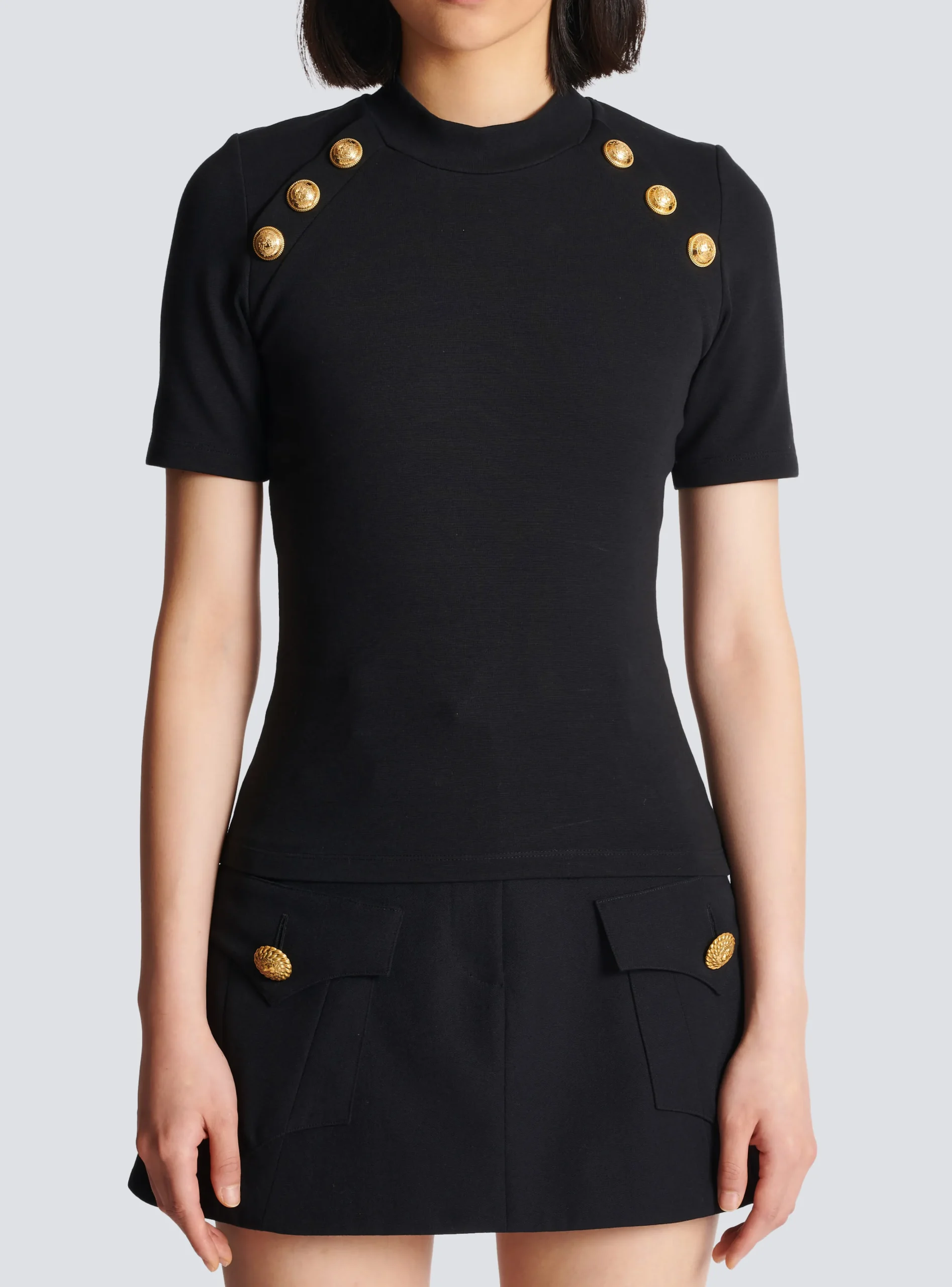 Women Balmain 6-button Knit T-shirt