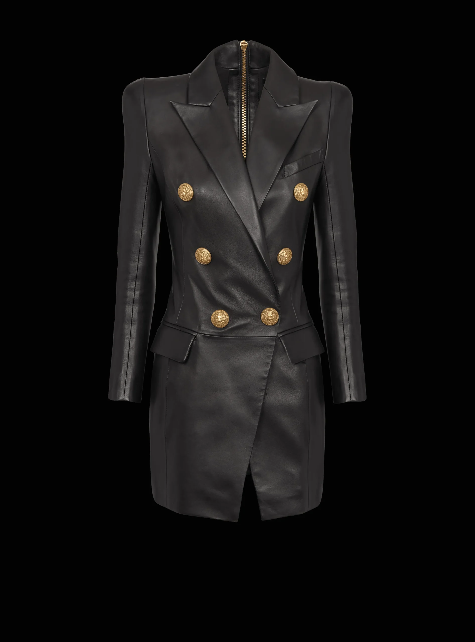 Women Balmain 6-button Leather Dress