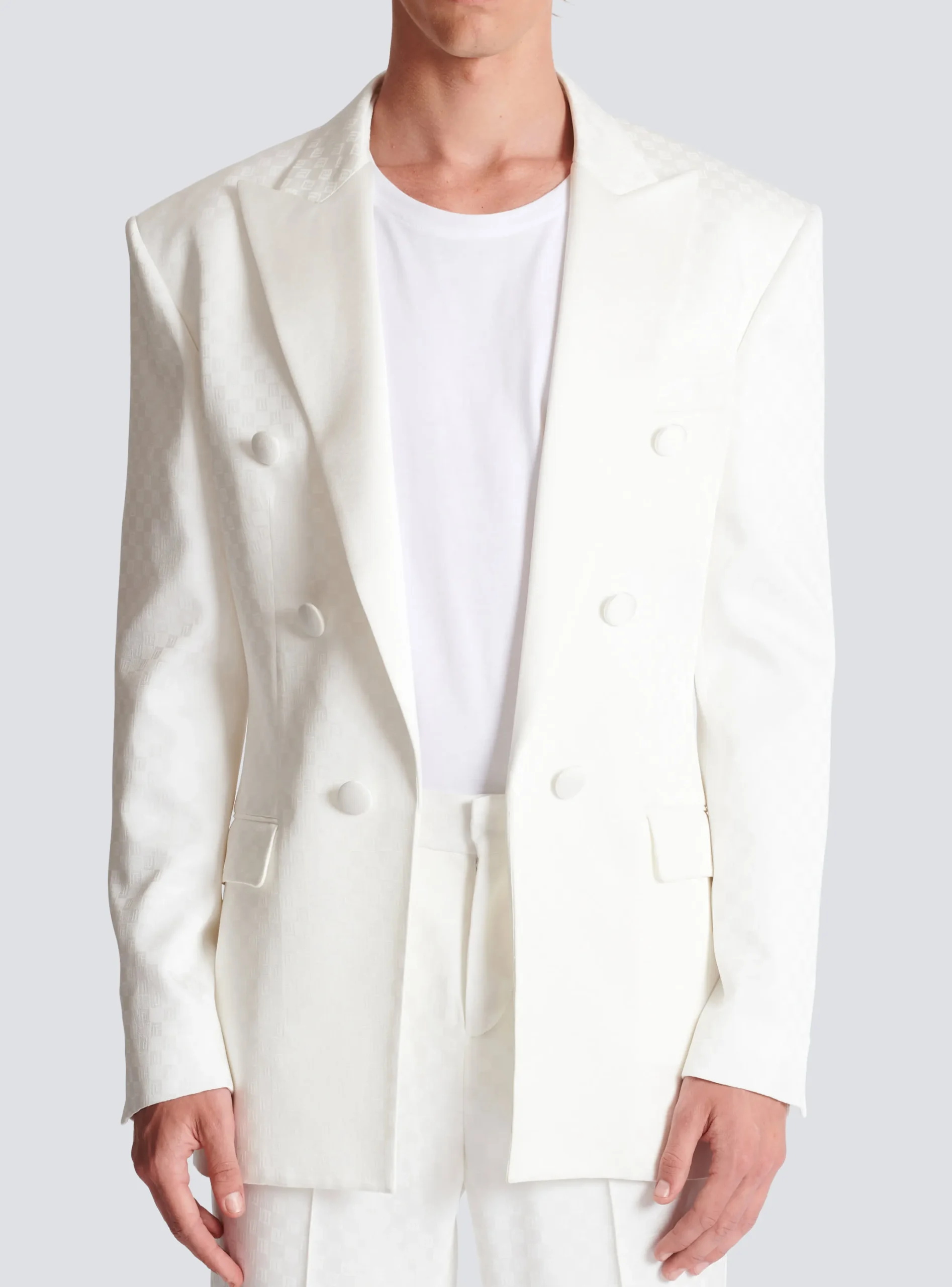 Balmain 6-button Monogram Satin Jacket