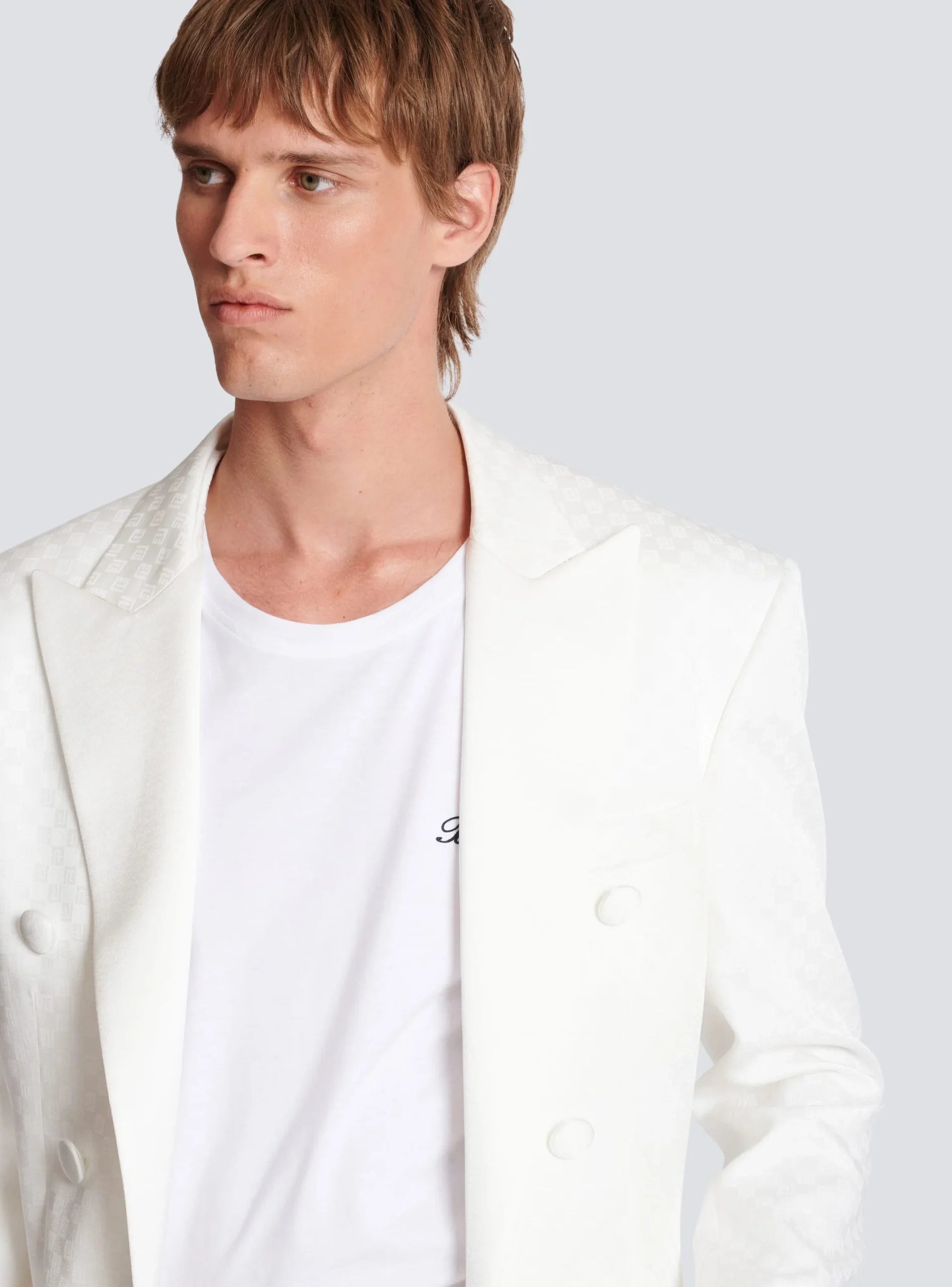 Balmain 6-button Monogram Satin Jacket
