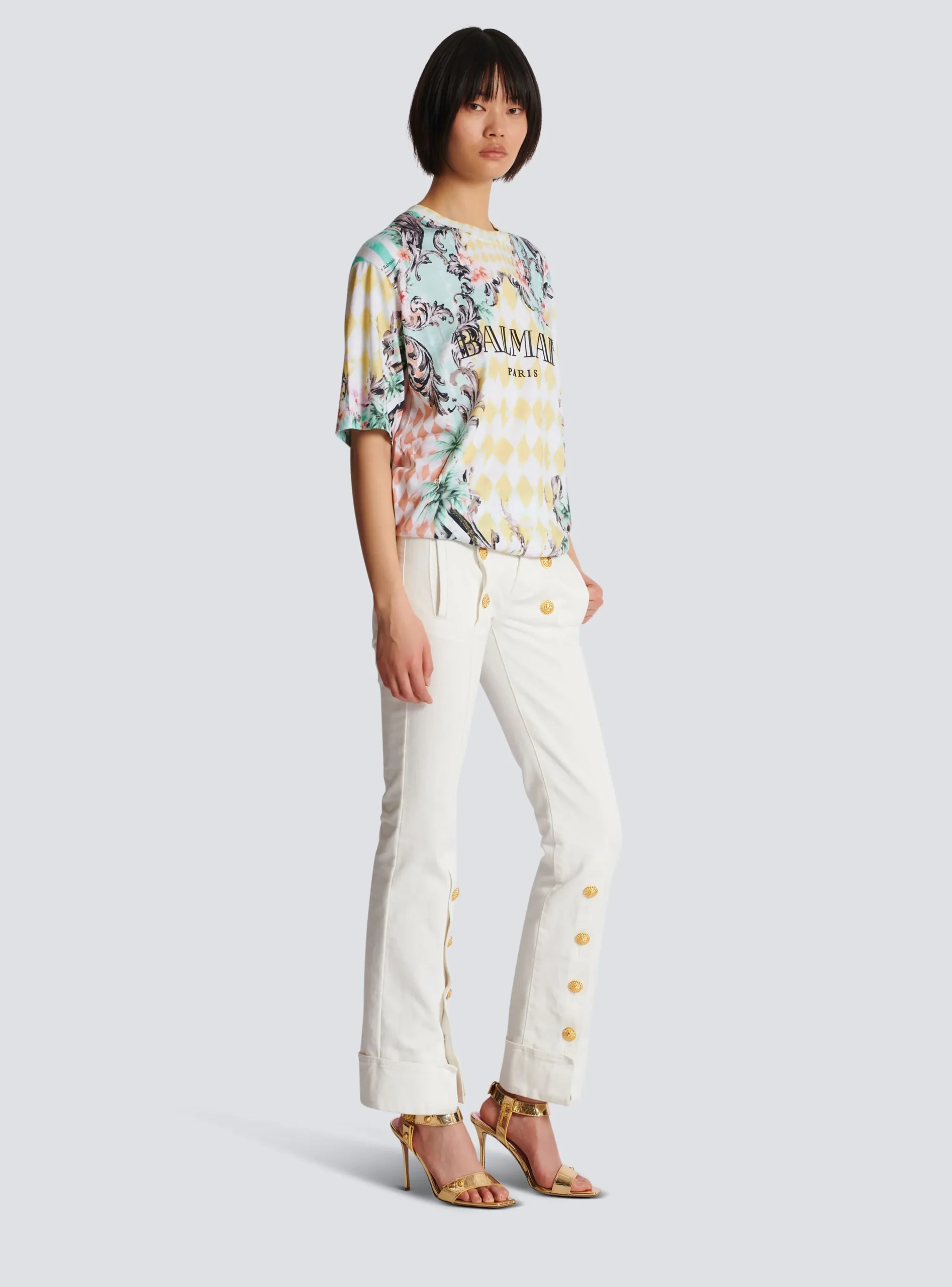 Women Balmain Buttoned Denim Jeans