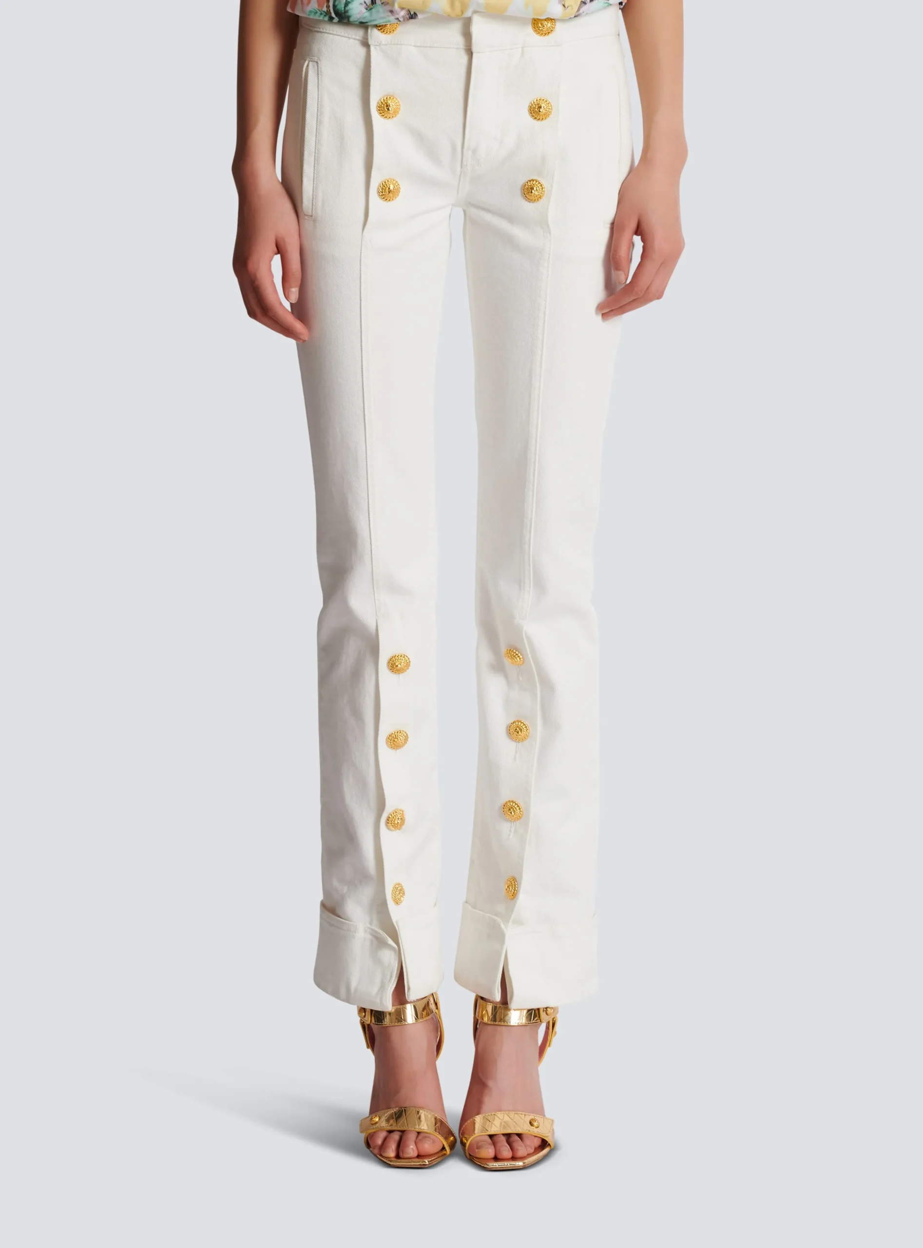 Women Balmain Buttoned Denim Jeans
