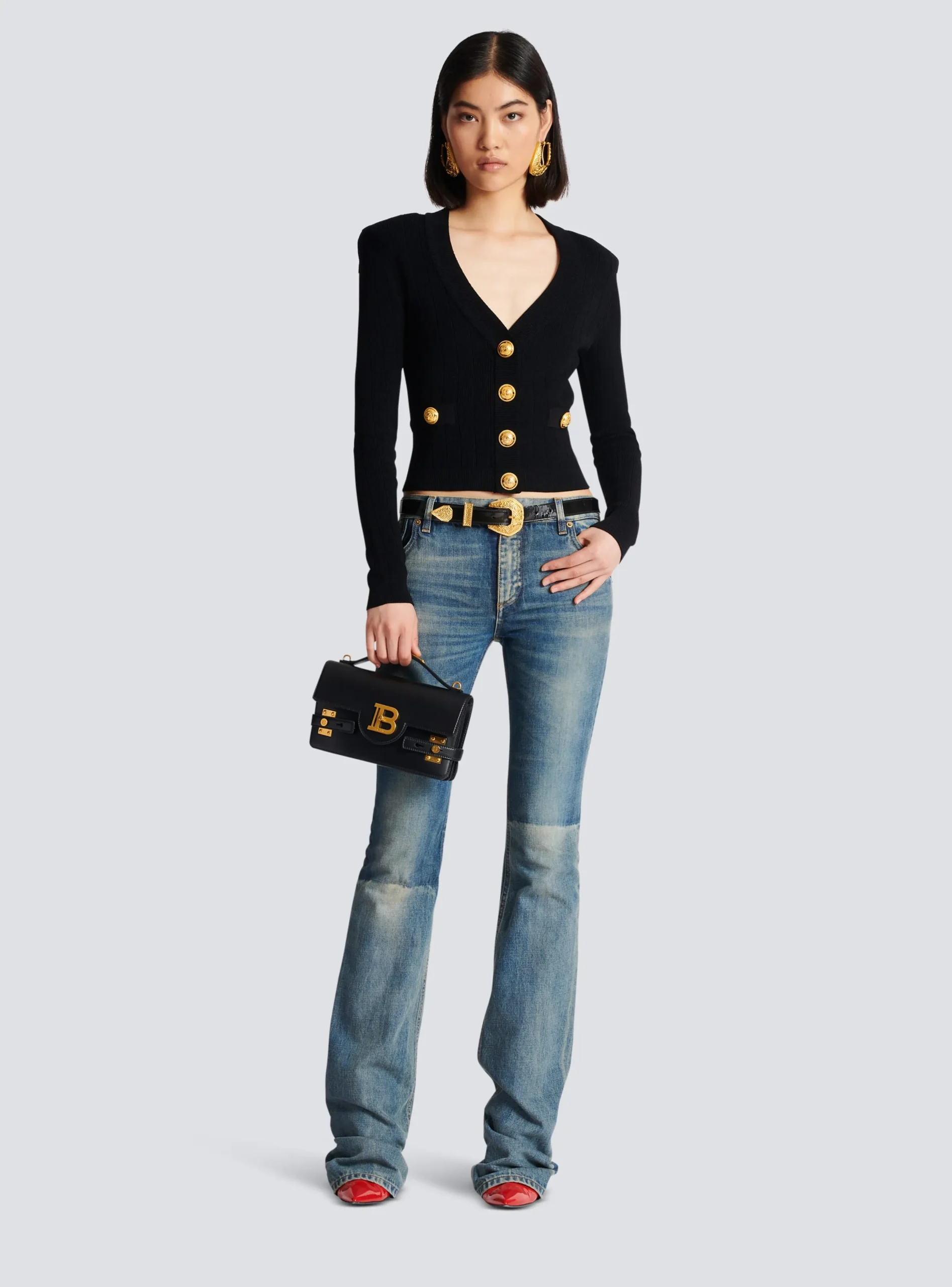 Women Balmain Buttoned Knit Cardigan