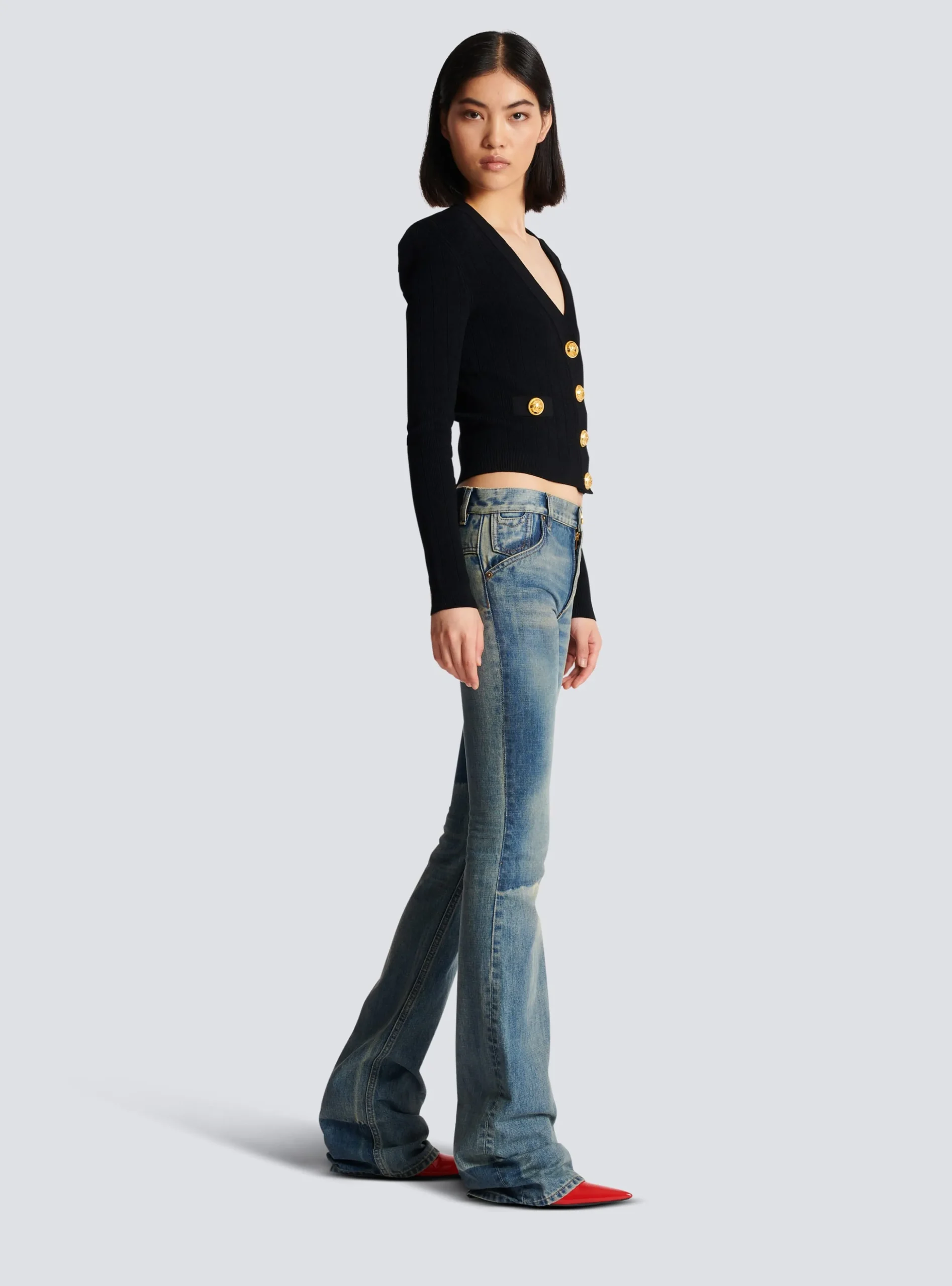 Women Balmain Buttoned Knit Cardigan