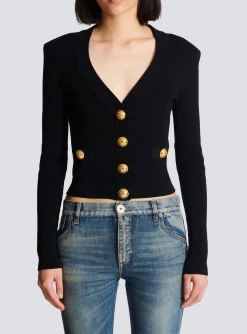 Women Balmain Buttoned Knit Cardigan