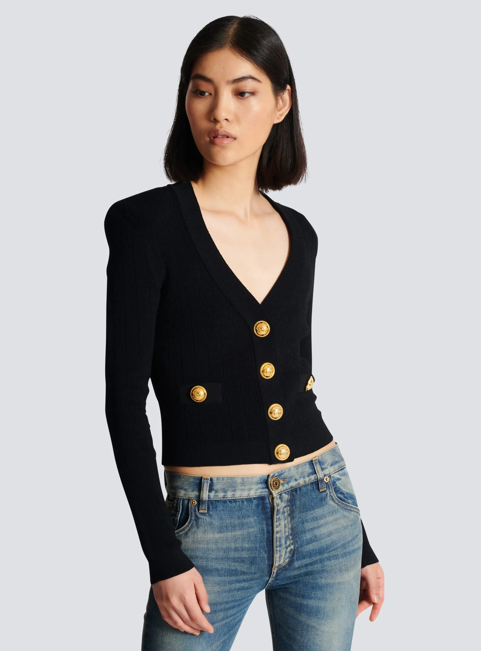 Women Balmain Buttoned Knit Cardigan