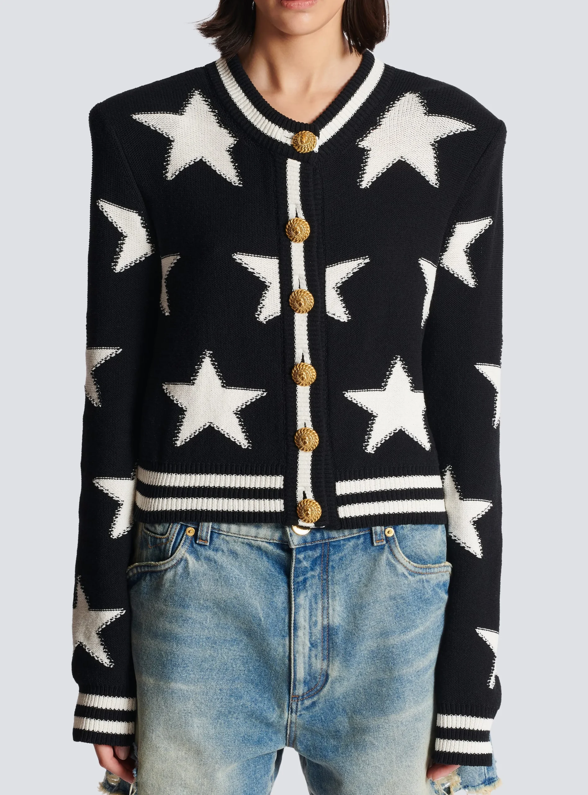 Women Balmain Buttoned Knit Cardigan