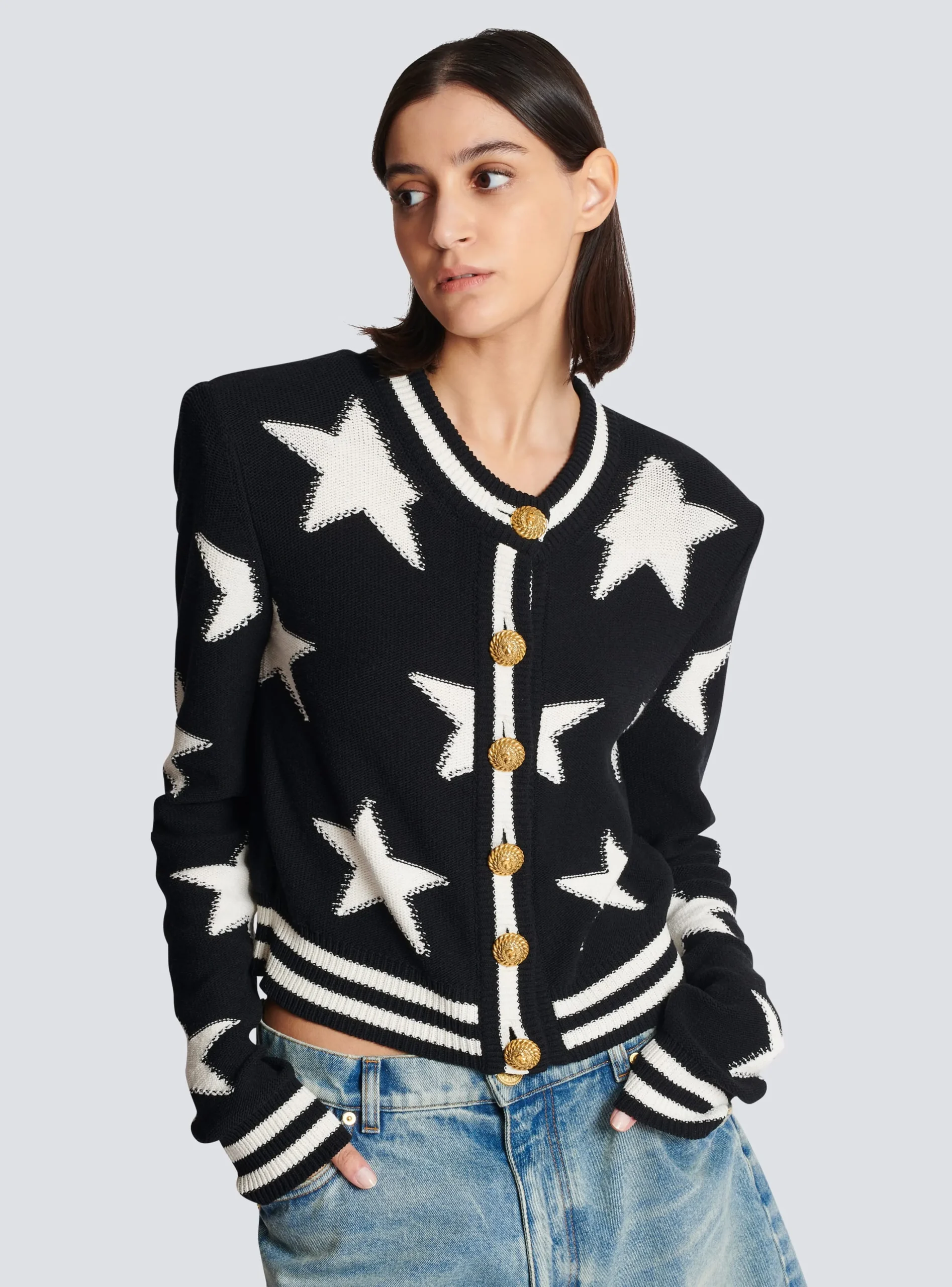 Women Balmain Buttoned Knit Cardigan