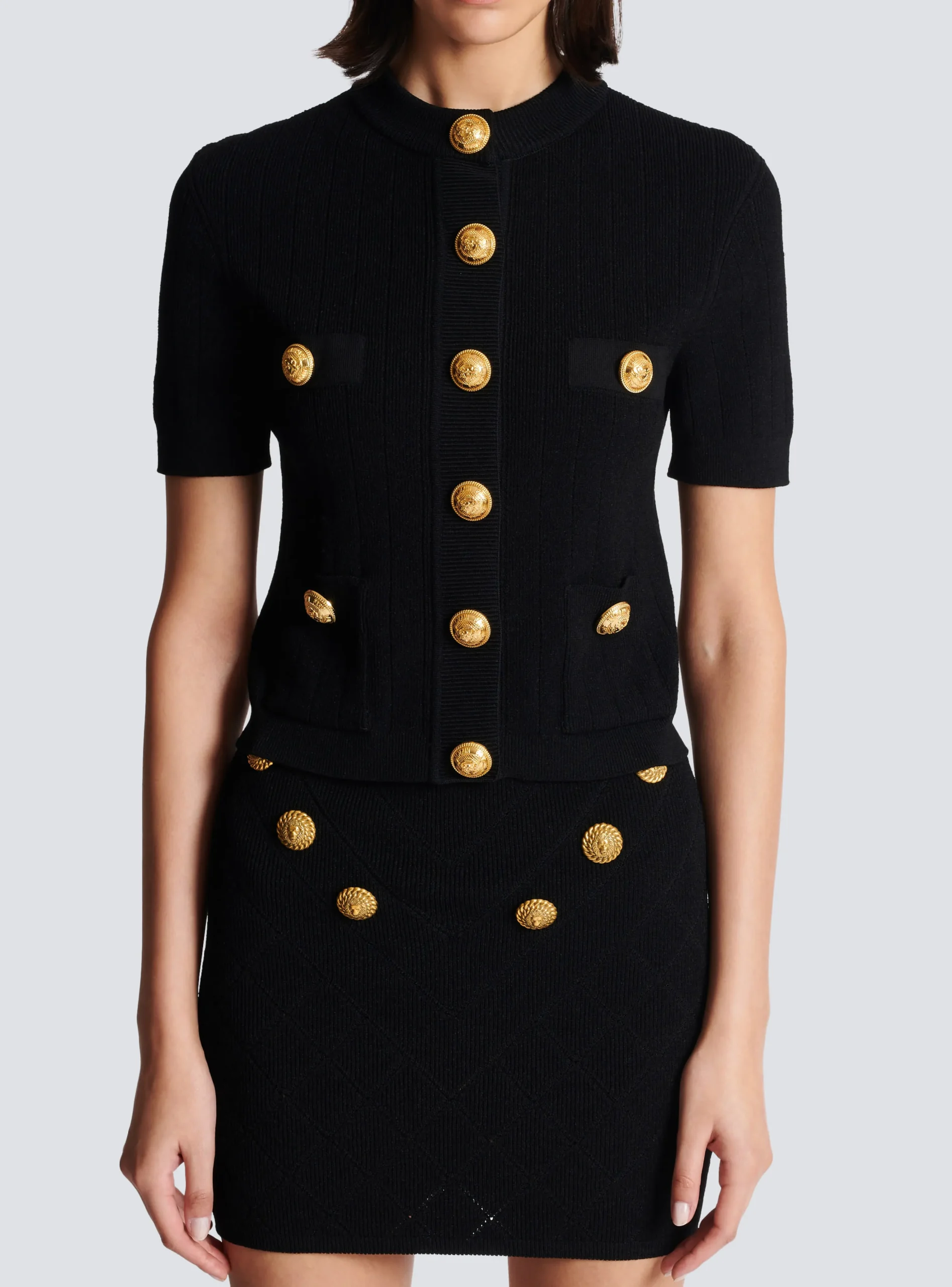 Women Balmain Buttoned Knit Cardigan