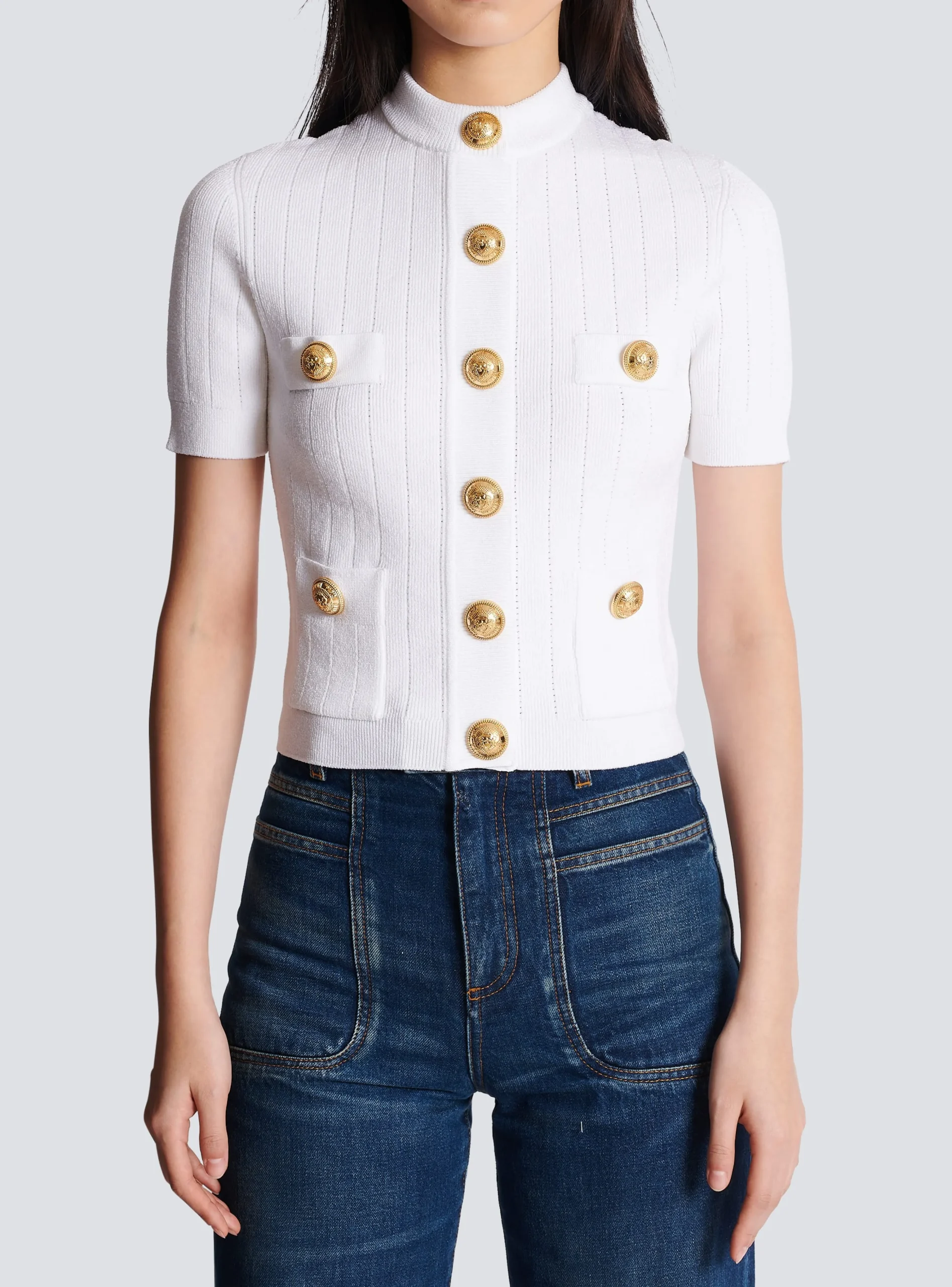 Women Balmain Buttoned Knit Cardigan