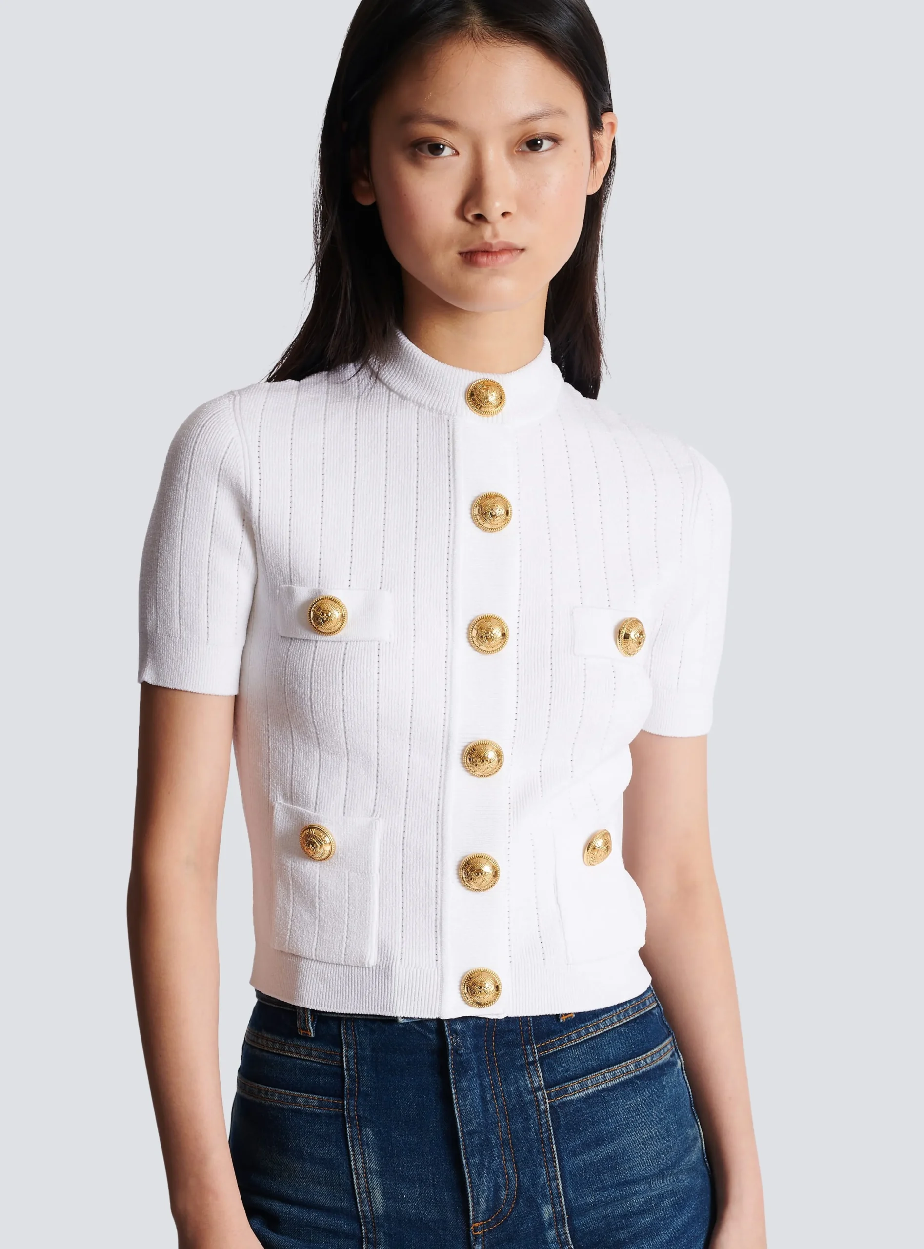 Women Balmain Buttoned Knit Cardigan