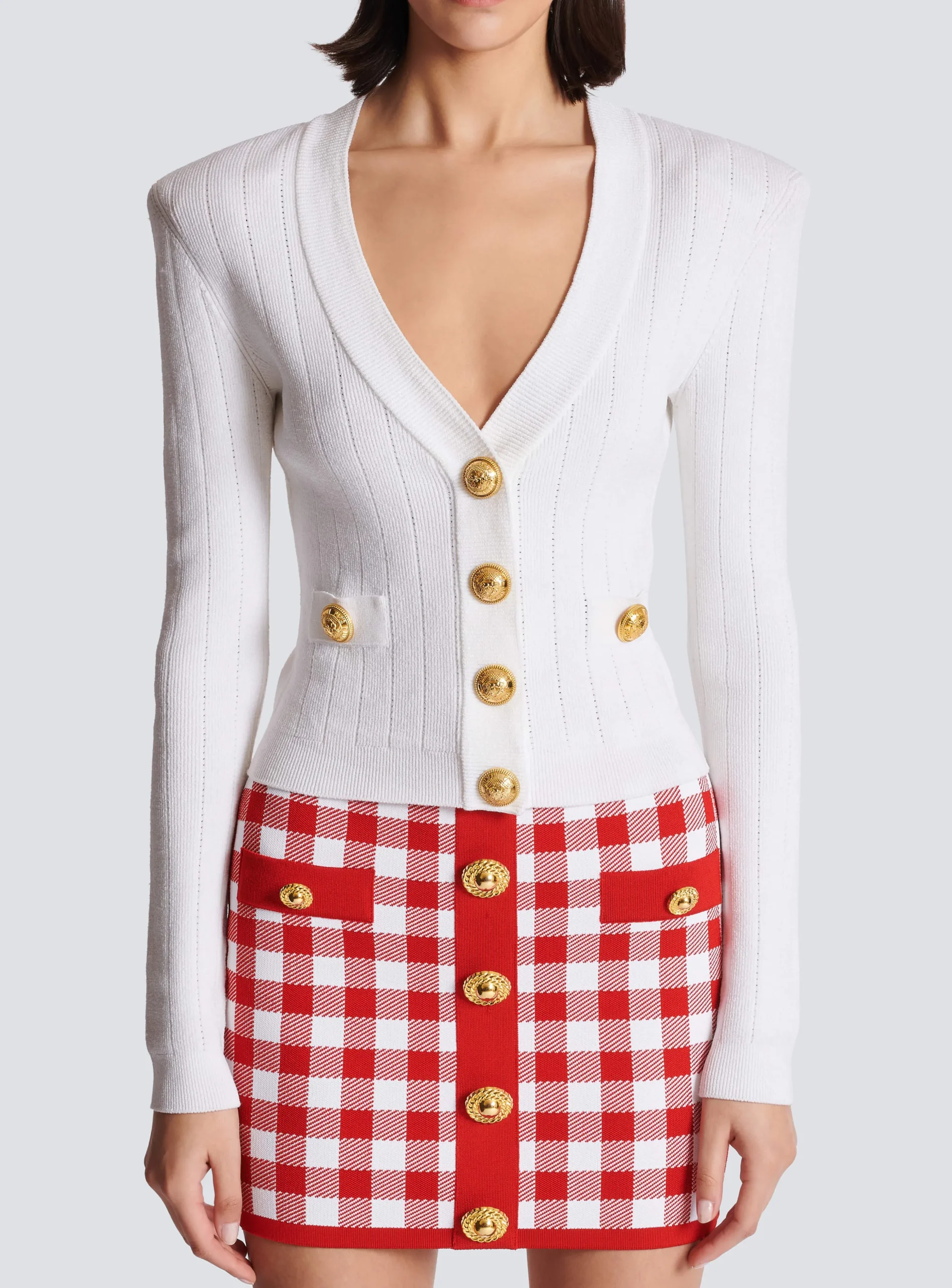 Women Balmain Buttoned Knit Cardigan