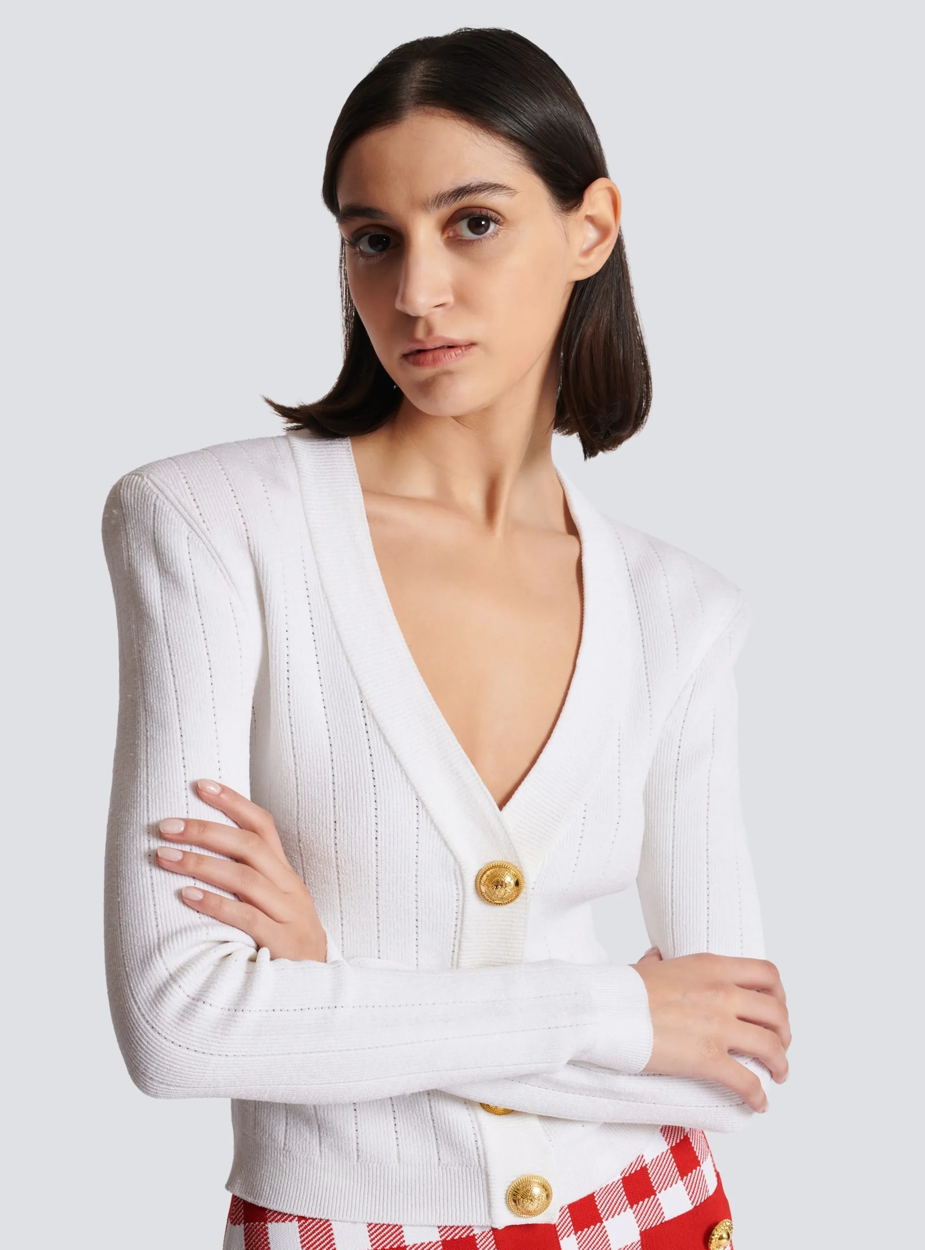 Women Balmain Buttoned Knit Cardigan
