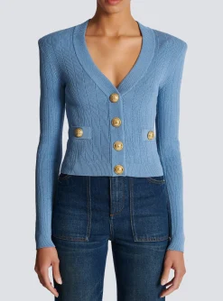 Women Balmain Buttoned Knit Cardigan