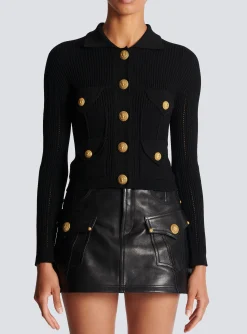 Women Balmain Buttoned Knit Cardigan