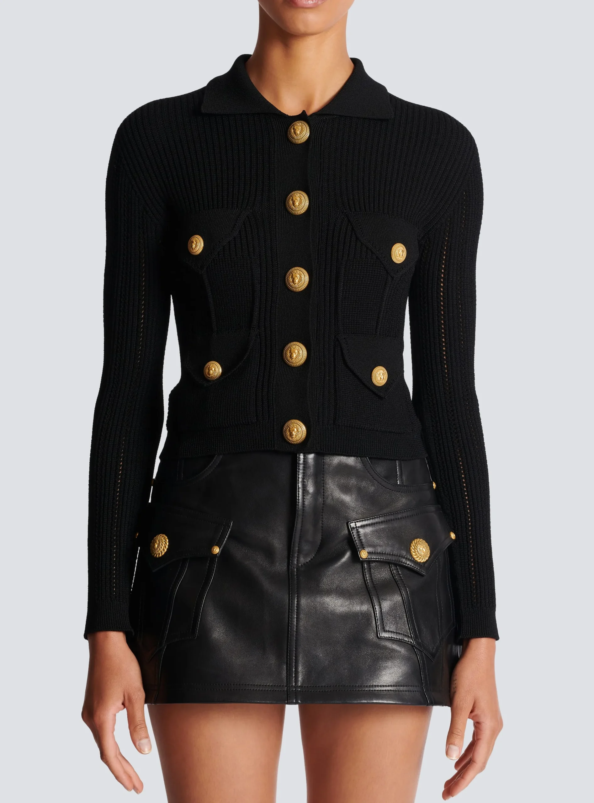 Women Balmain Buttoned Knit Cardigan
