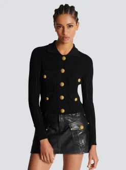 Women Balmain Buttoned Knit Cardigan