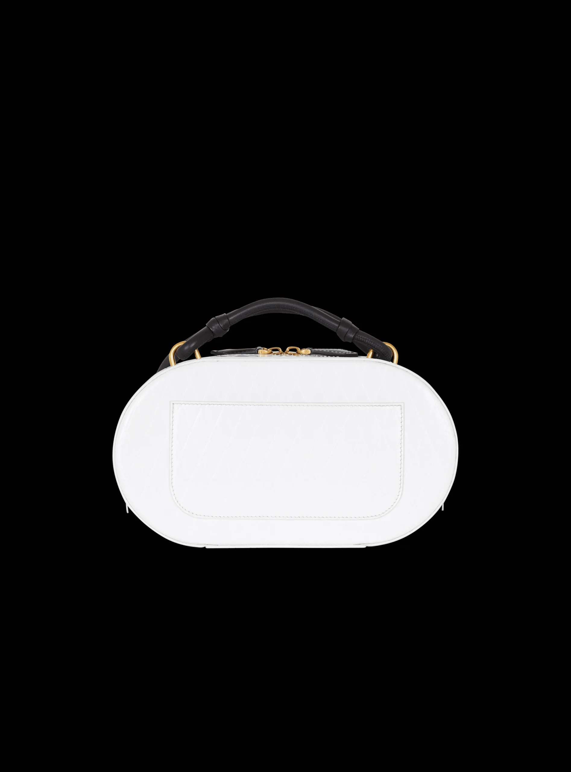 Balmain Calfskin Radio Bag With Signature And Embossed Grid Motif
