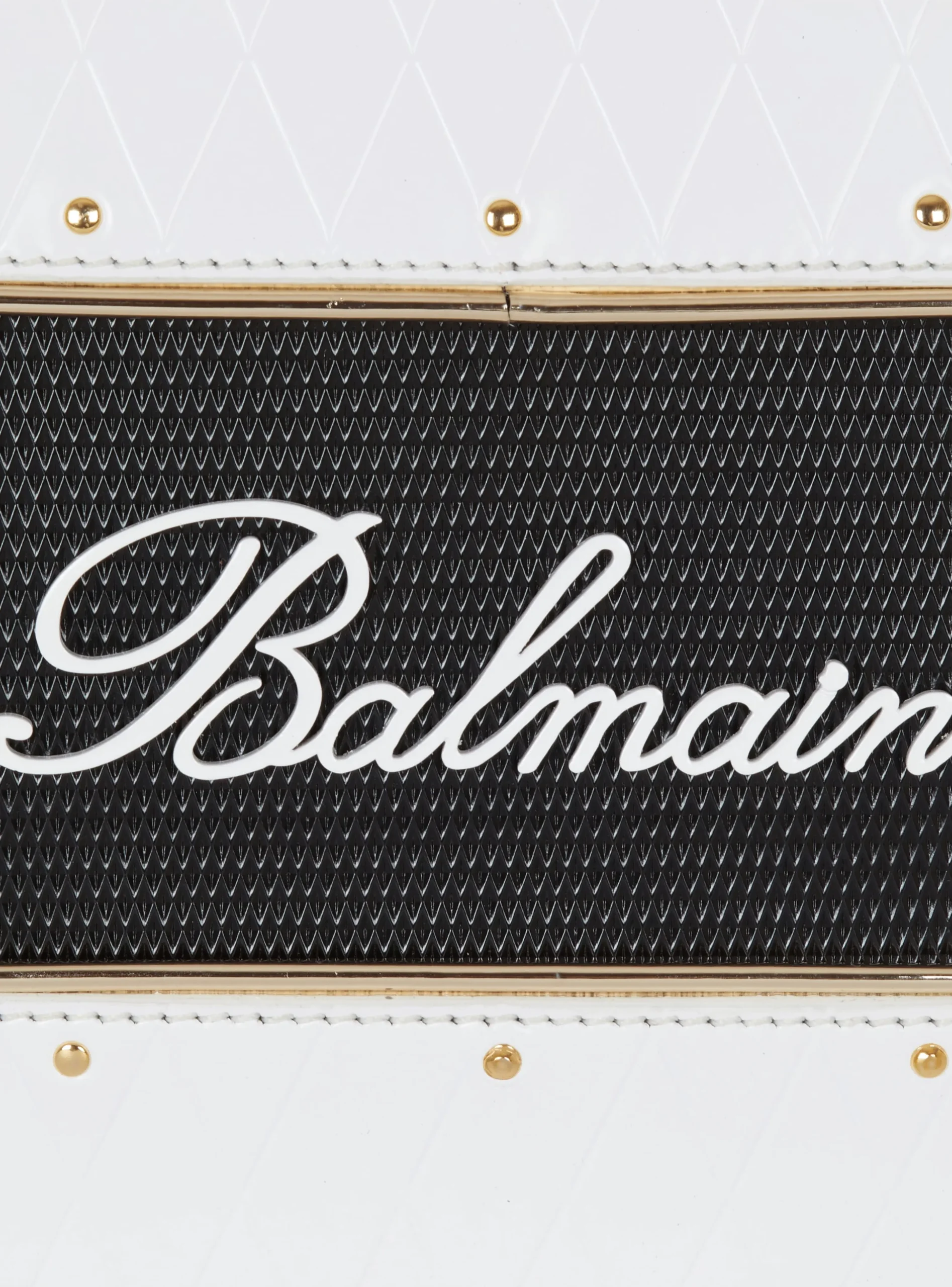 Balmain Calfskin Radio Bag With Signature And Embossed Grid Motif