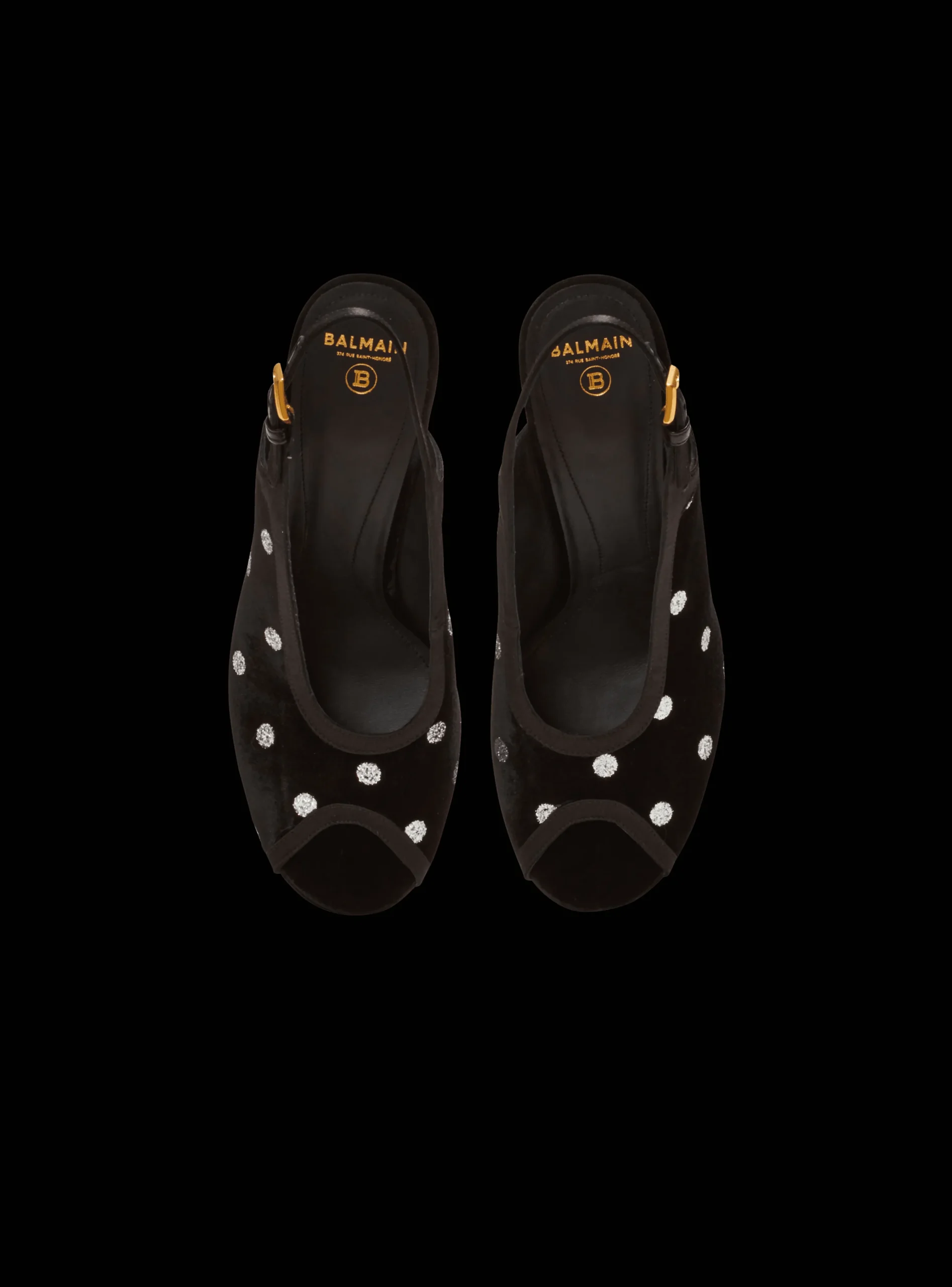 Women Balmain Cam Sandals In Velvet With Polka Dots