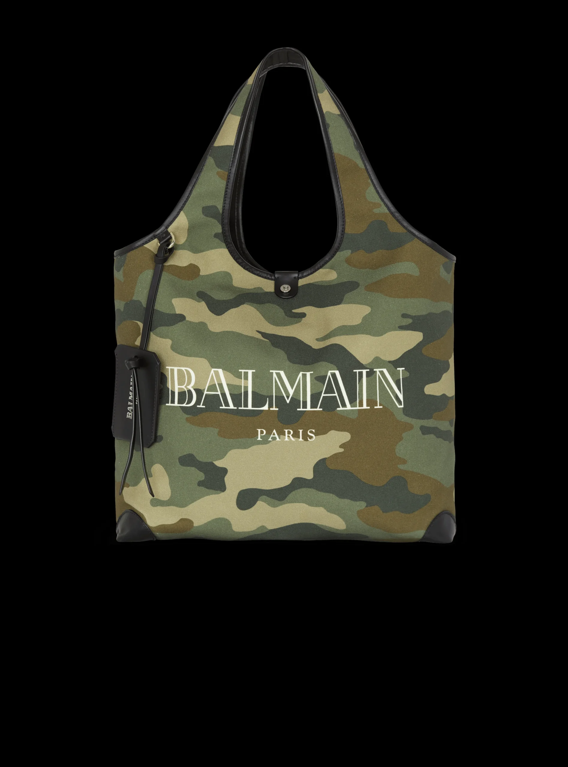 Balmain Camouflage Canvas B-Army Grocery Bag With Vintage Logo