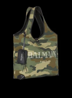 Balmain Camouflage Canvas B-Army Grocery Bag With Vintage Logo