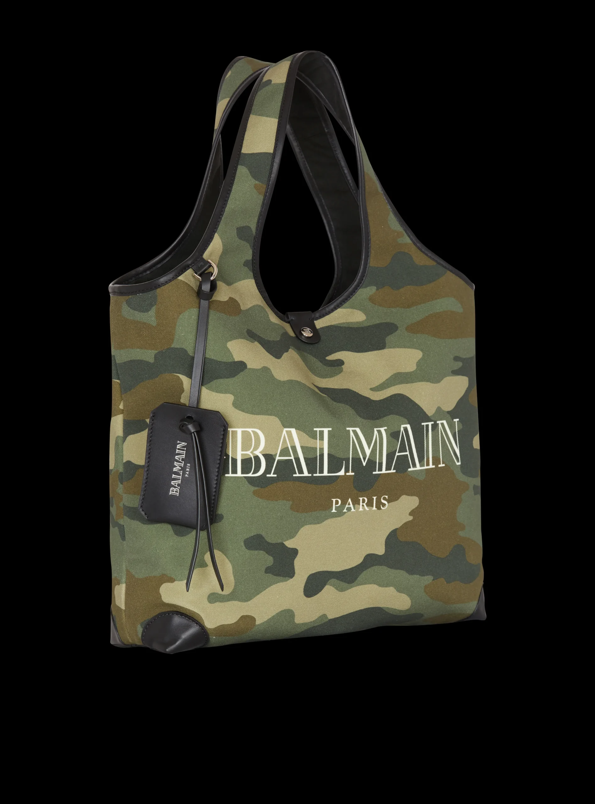 Balmain Camouflage Canvas B-Army Grocery Bag With Vintage Logo