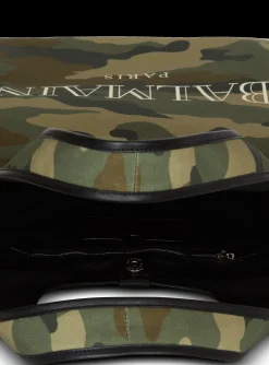 Balmain Camouflage Canvas B-Army Grocery Bag With Vintage Logo