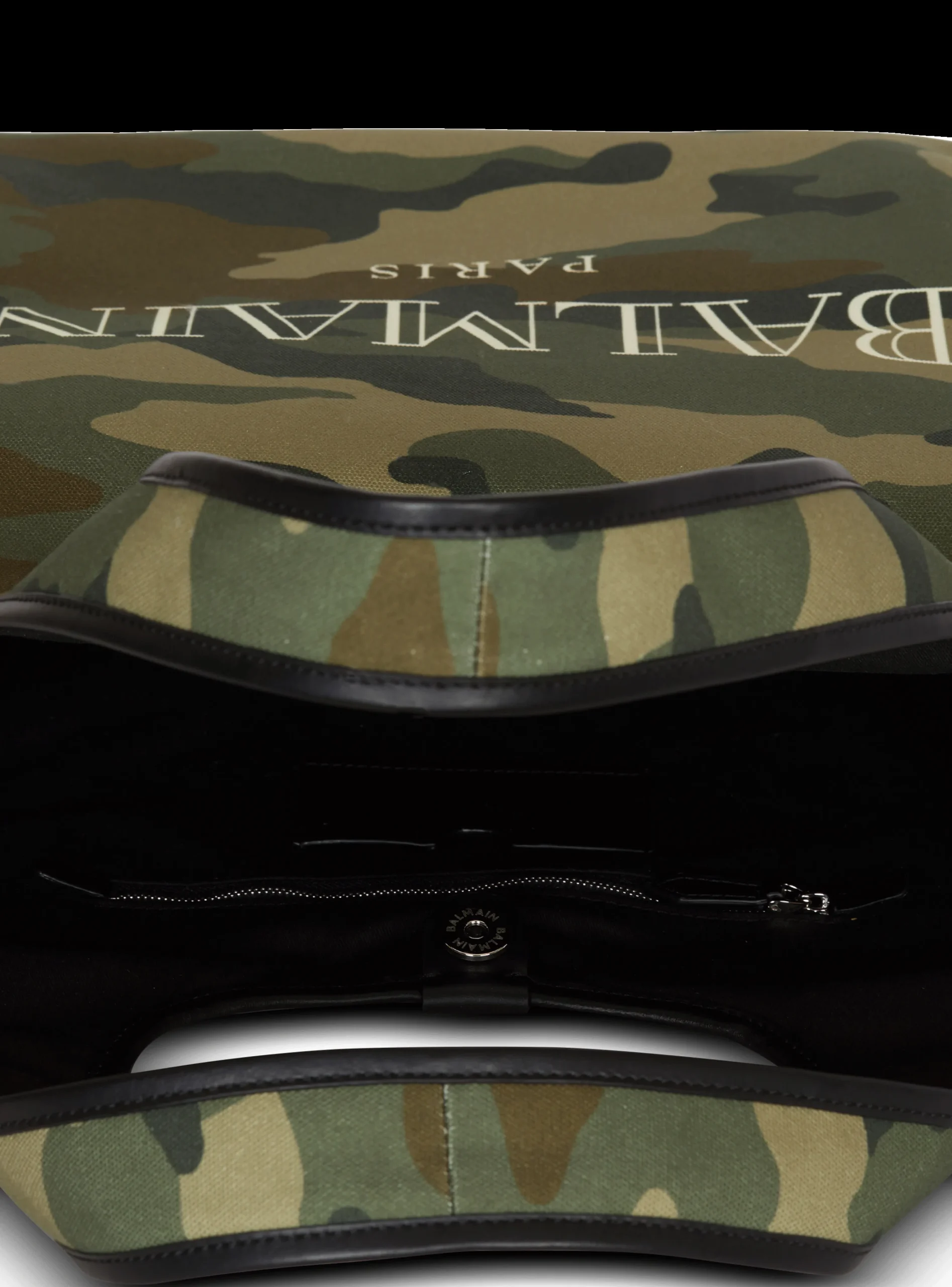 Balmain Camouflage Canvas B-Army Grocery Bag With Vintage Logo