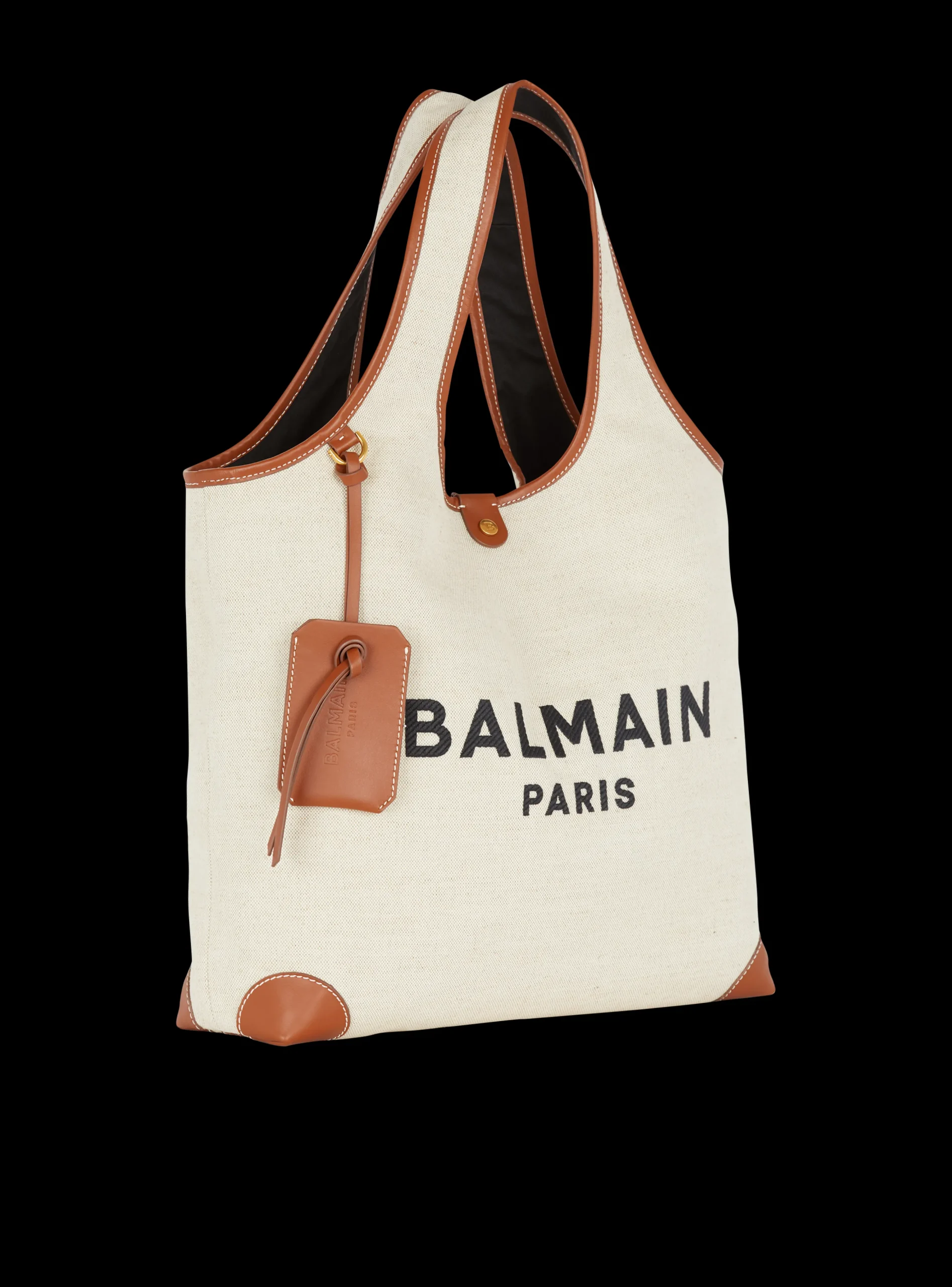 Women Balmain Canvas And Leather B-army Grocery Bag