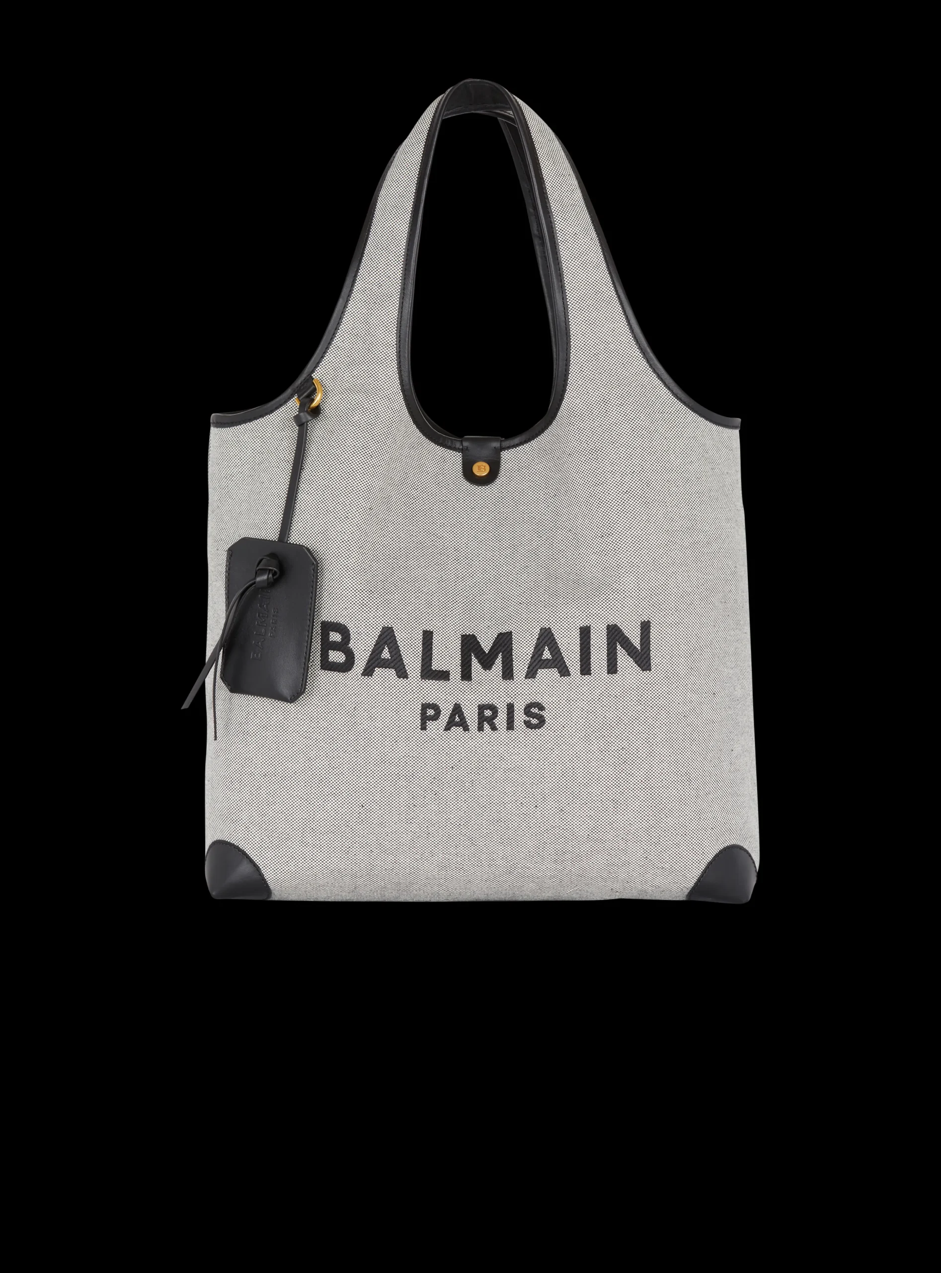 Women Balmain Canvas And Leather B-army Grocery Bag