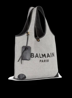 Women Balmain Canvas And Leather B-army Grocery Bag