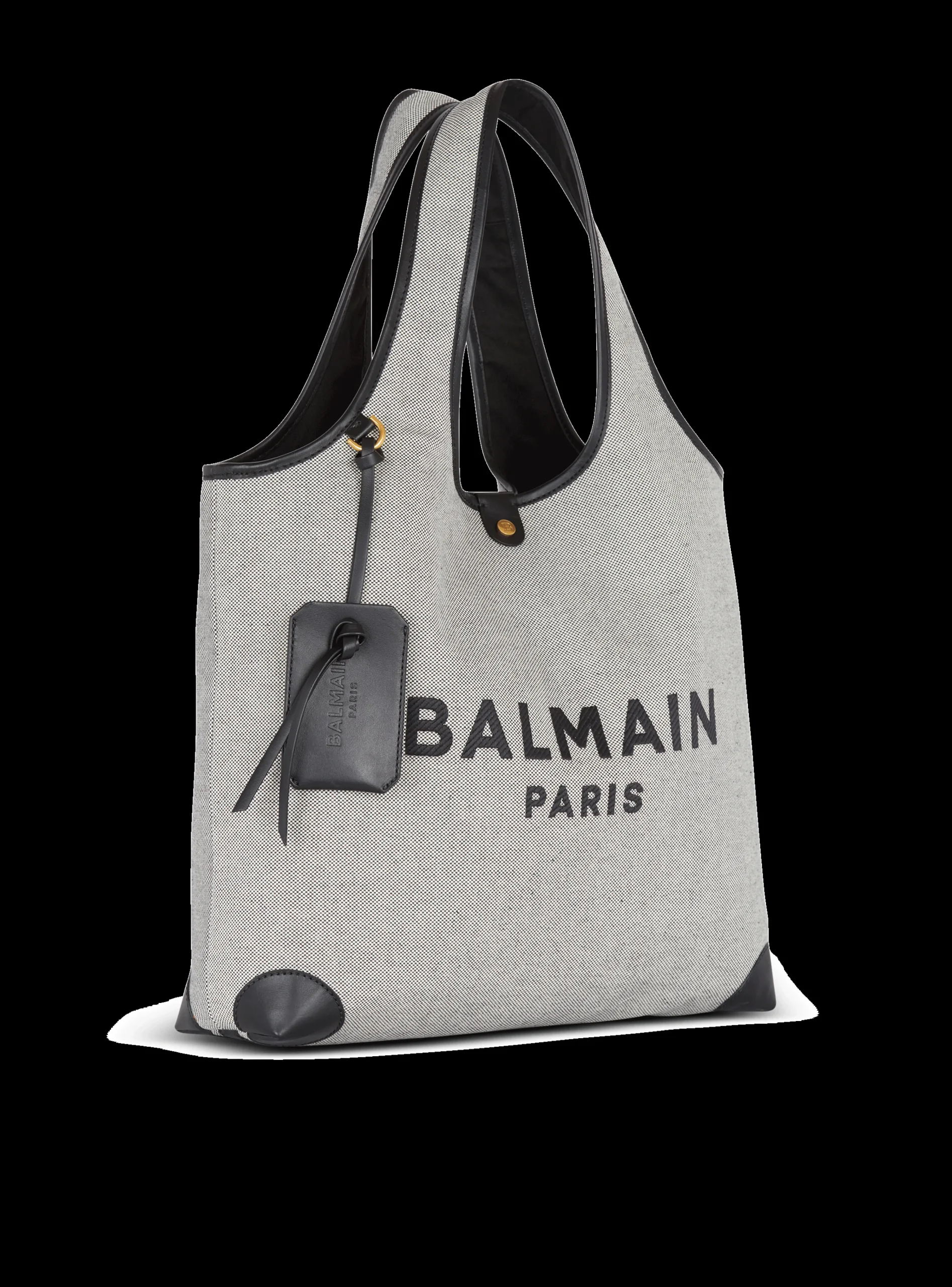 Women Balmain Canvas And Leather B-army Grocery Bag