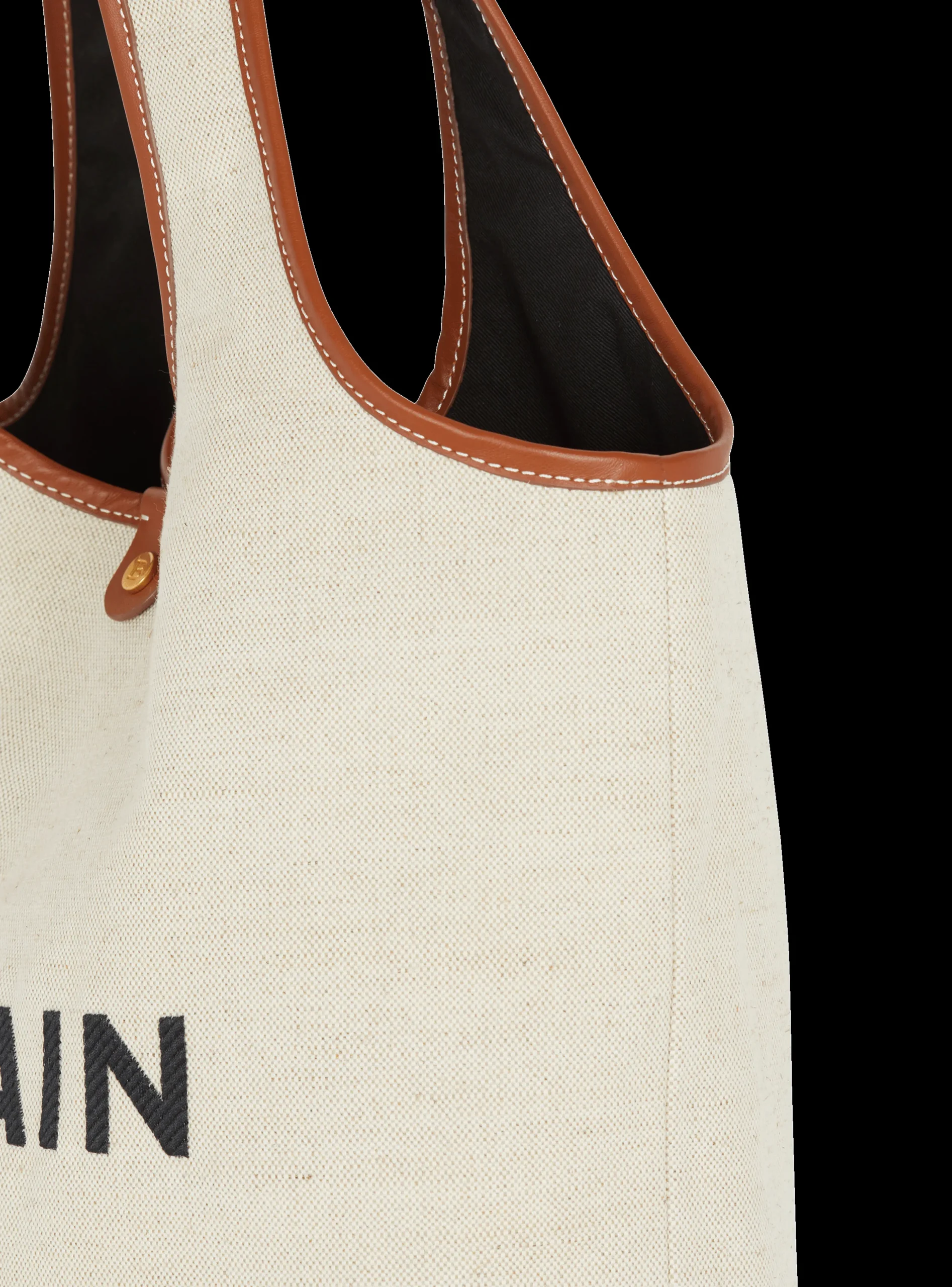 Women Balmain Canvas And Leather B-army Grocery Bag