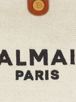 Women Balmain Canvas And Leather B-army Grocery Bag