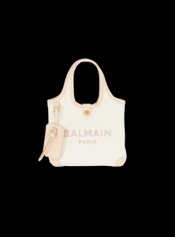 Women Balmain Canvas And Leather B-army Grocery Bag
