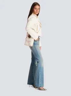 Women Balmain Canvas And Leather B-army Grocery Bag