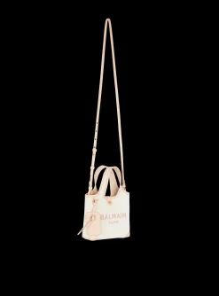 Women Balmain Canvas And Leather B-army Grocery Bag