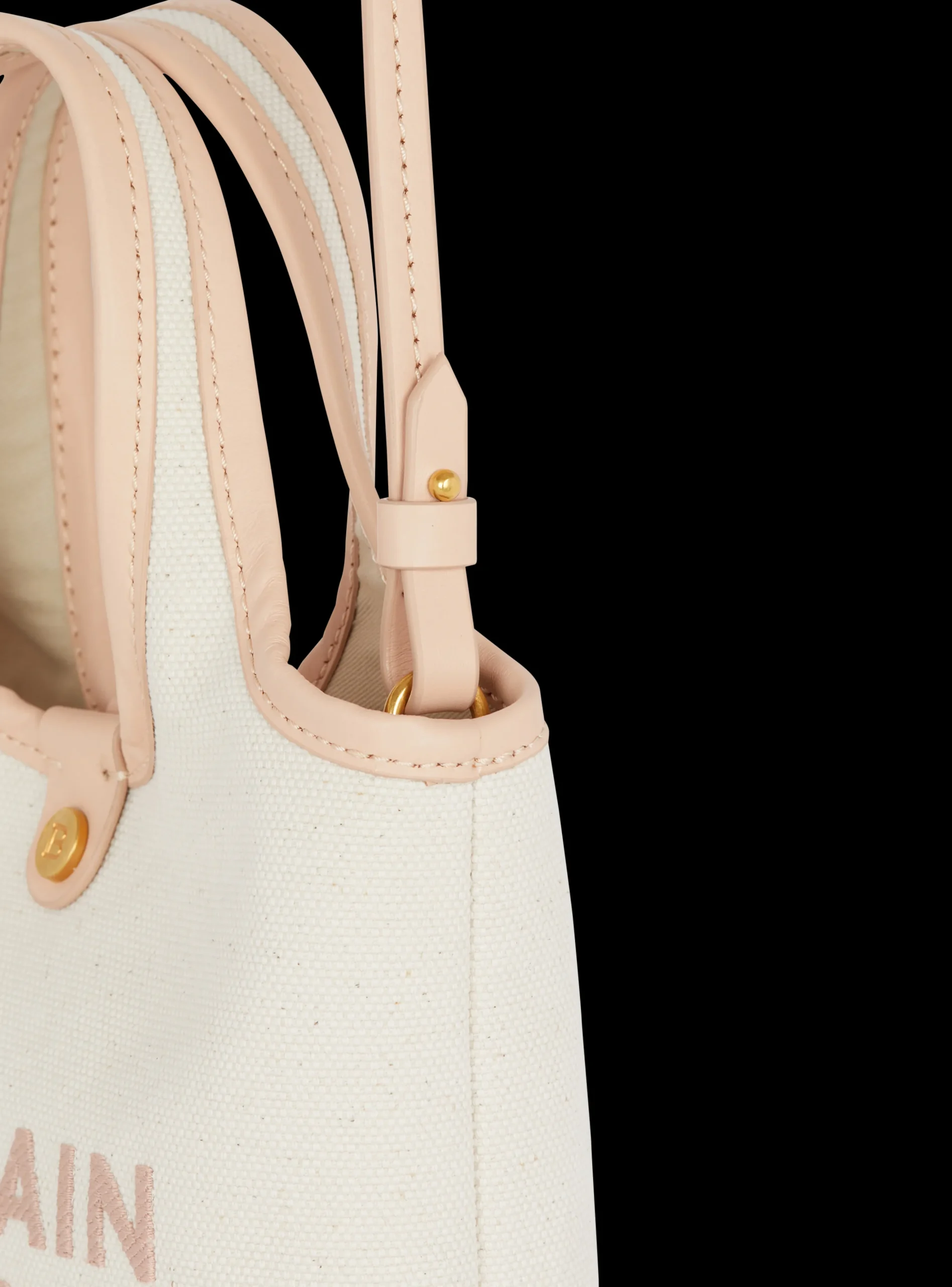 Women Balmain Canvas And Leather B-army Grocery Bag