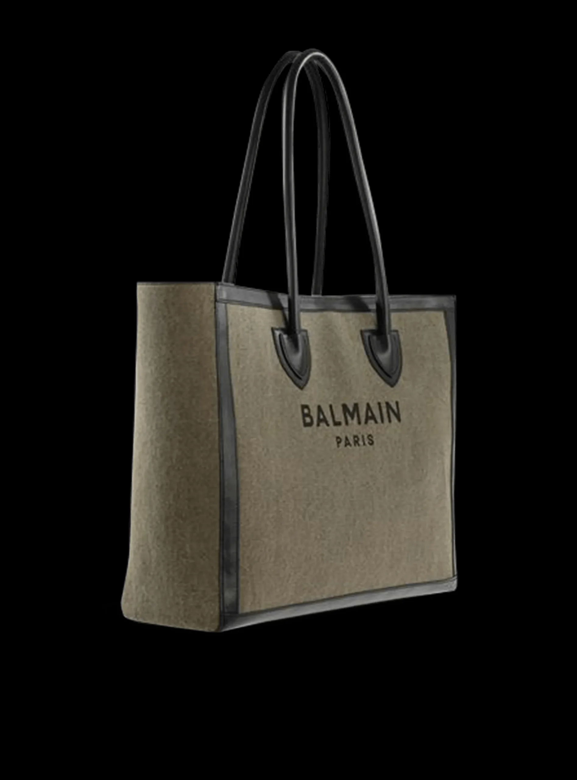 Women Balmain Canvas B-Army 42 Tote With Leather Panels