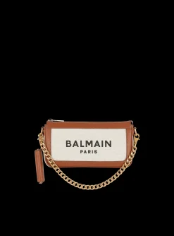Women Balmain Canvas B-Army Clutch Bag With Leather Panels