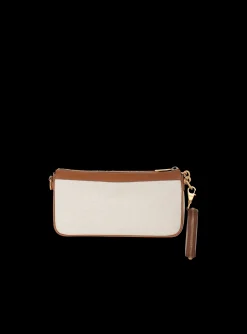 Women Balmain Canvas B-Army Clutch Bag With Leather Panels