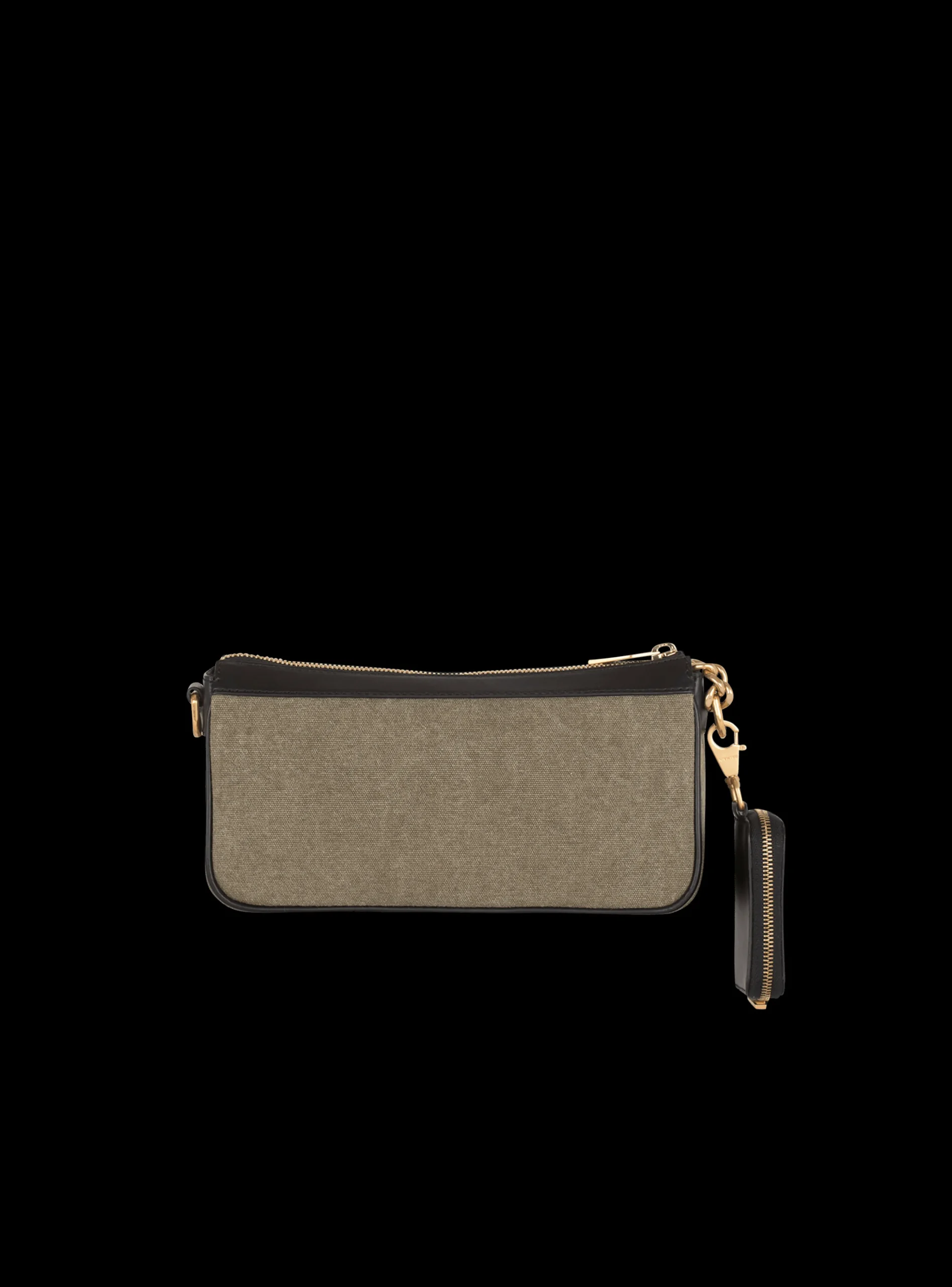 Women Balmain Canvas B-Army Clutch Bag With Leather Panels