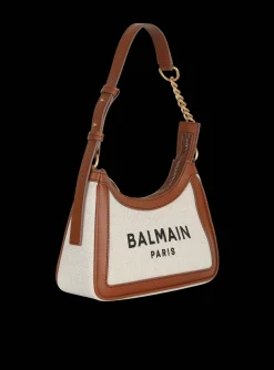 Women Balmain Canvas B-Army Handbag With Leather Panels