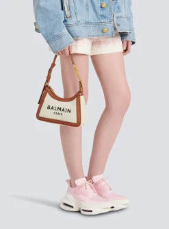 Women Balmain Canvas B-Army Handbag With Leather Panels